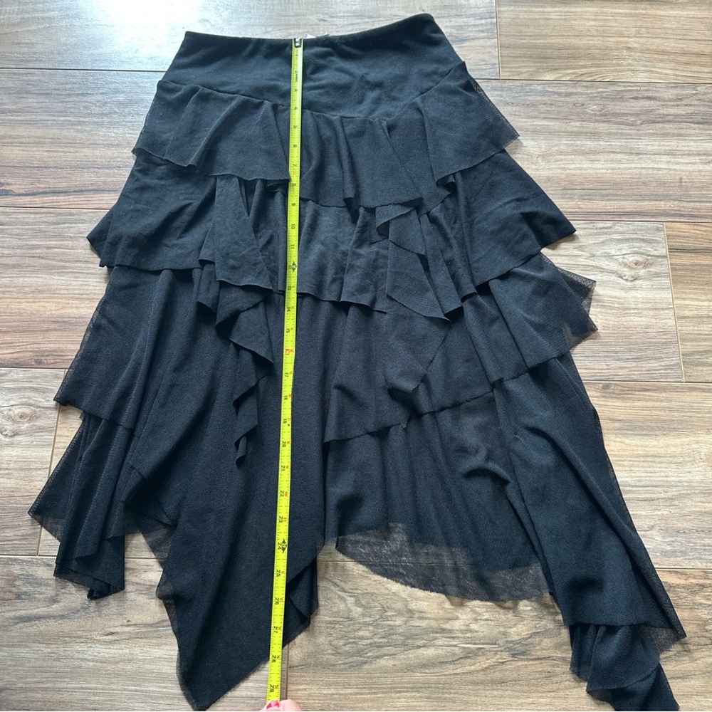 SOLD NWT CASADEI asymmetrical Skirt S Y2K Whimsigoth Fairy Grunge Black Flowy - Picture 6 of 7